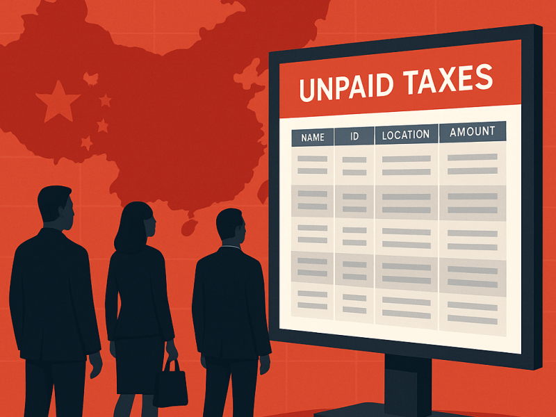 If you owe taxes in China, the world may soon&nbsp;know.