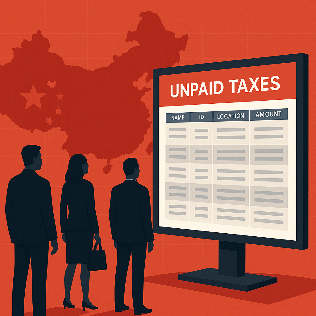 If you owe taxes in China, the world may soon&nbsp;know.